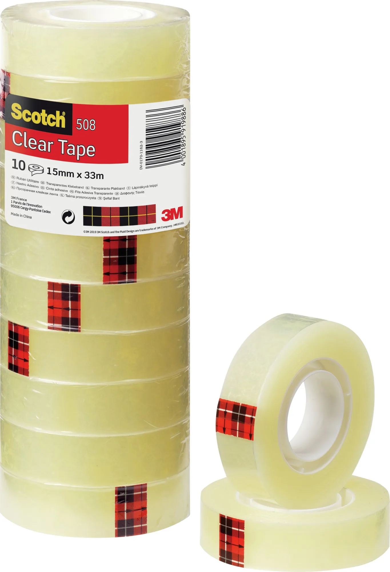 Scotch Nastro Adesivo Trasparente 508, 15 mm x 33 m, 10 Rotoli - immagine 1
