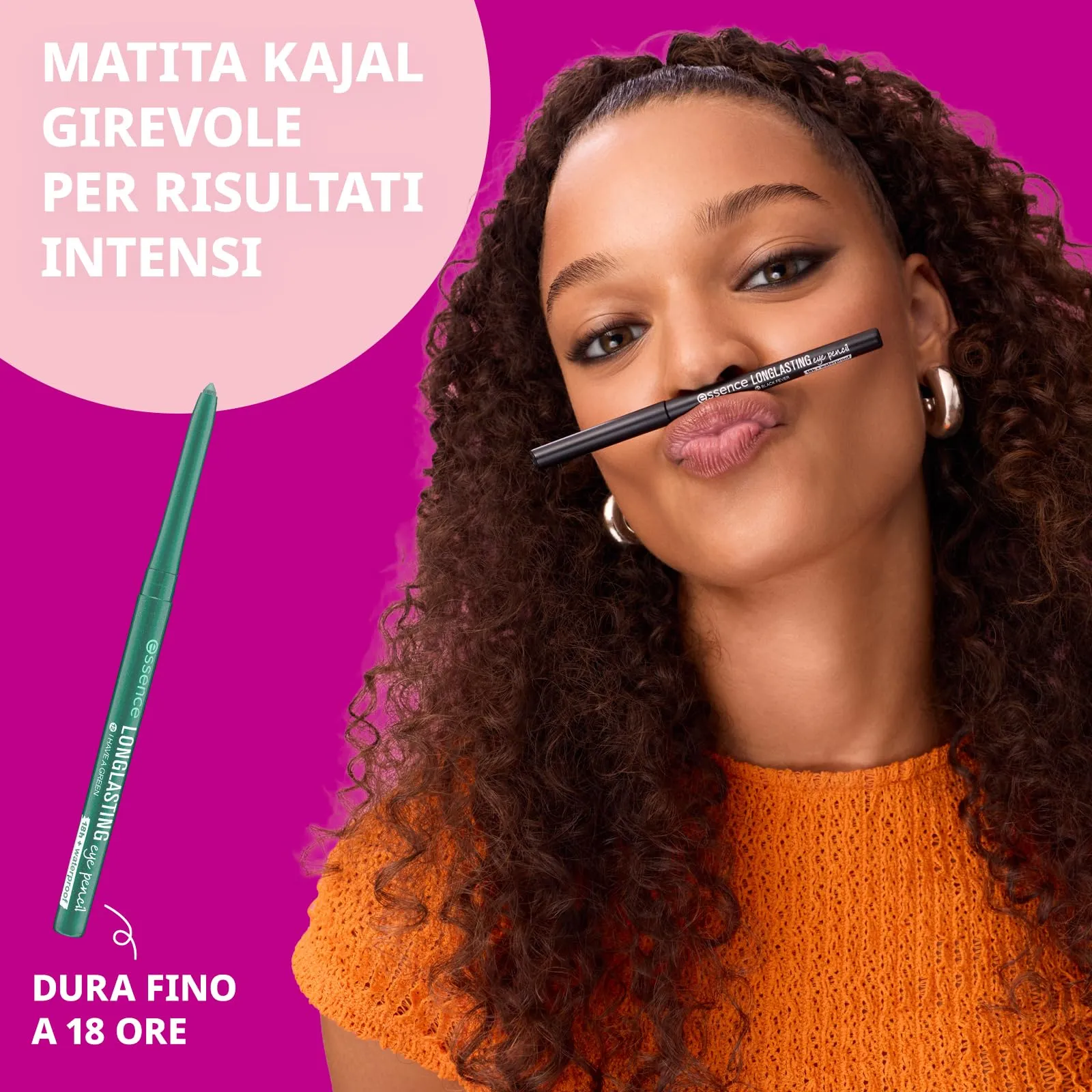 Essence AEB0B Matita occhi Lunga tenuta, Verde, 1 Pezzo - immagine 2