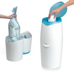 Foppapedretti Mangiapannolini Maialino, Bidoncino Getta Pannolini con 1 Ricarica, Tecnologia EVOH, H56 P28 L25 cm (Bianco/Turchese) - immagine 1