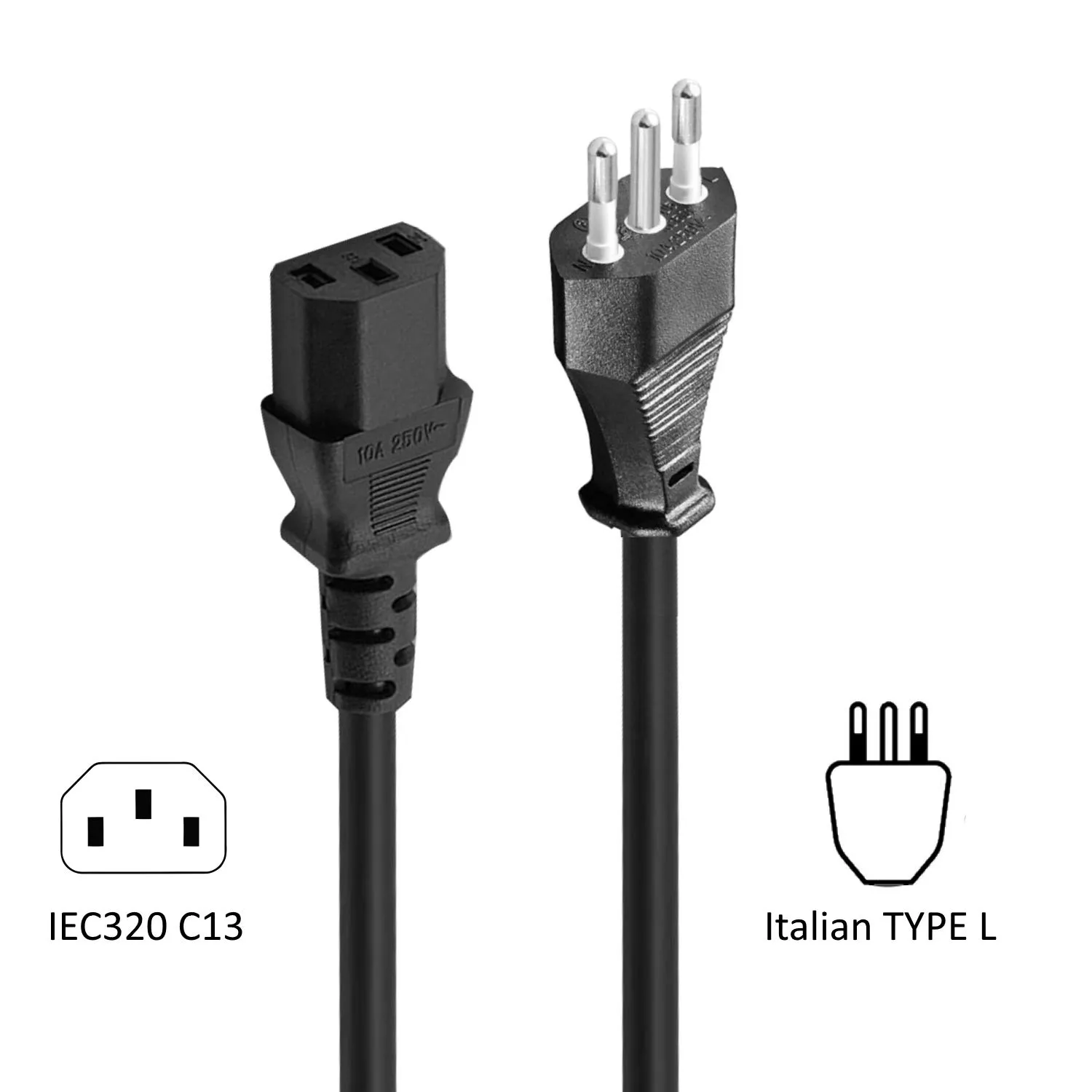 Ewent Cavo Alimentazione Spina Italiana 10A a IEC C13, 1.8m, H05VV-F 3G, Nero - immagine 4