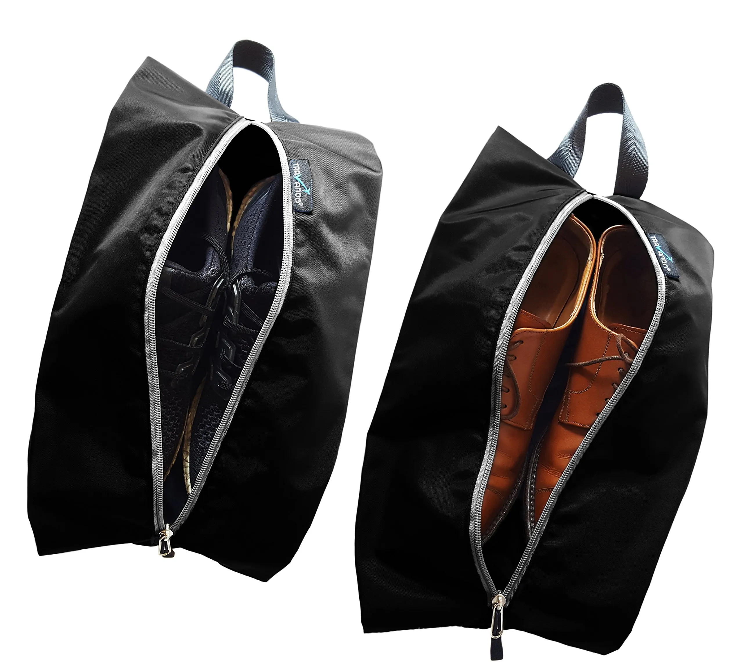 TRAVANDO Set da 2 sacchetti porta scarpe impermeabili (Nero) - immagine 3