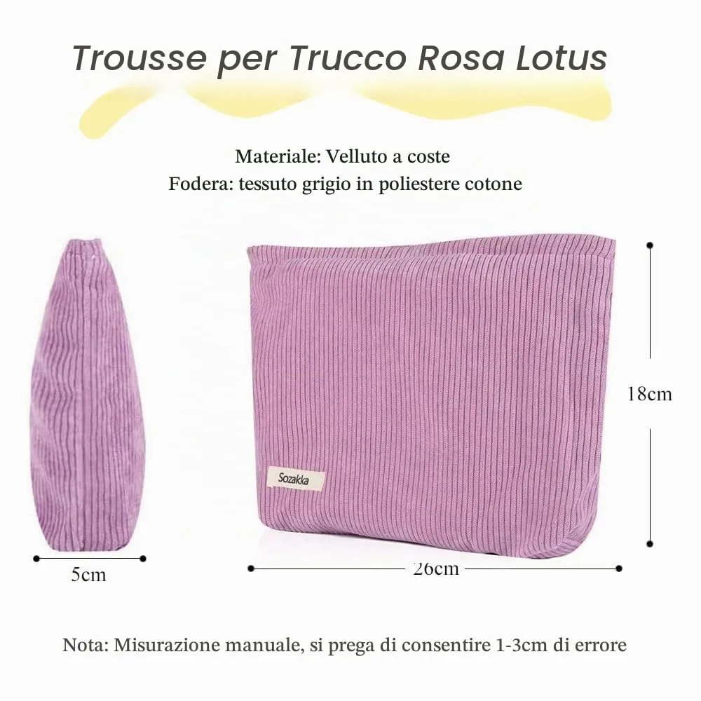 HMCEY Pochette in Tela per Cosmetici e Trucchi con Cerniera - Rosa Brillante - immagine 2