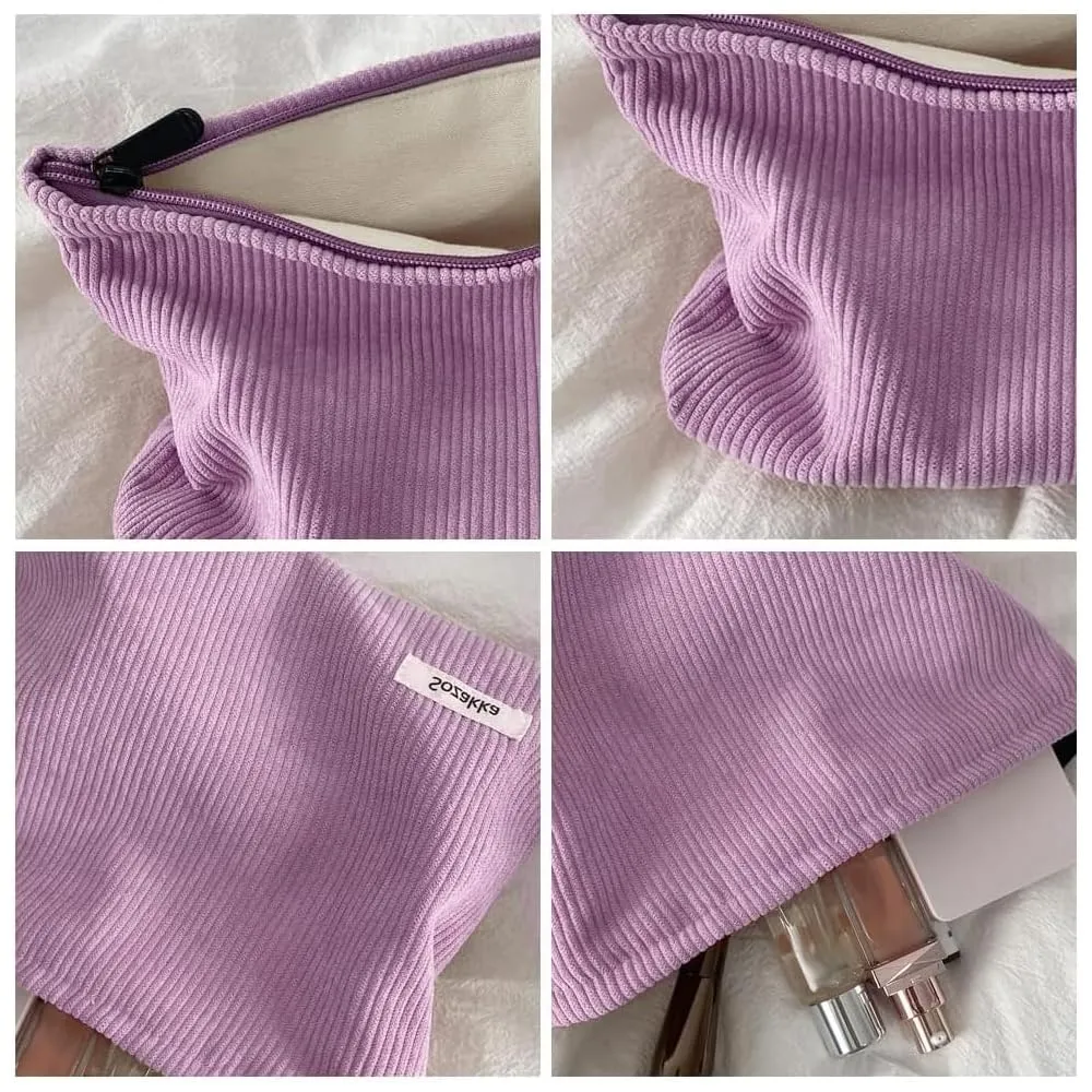 HMCEY Pochette in Tela per Cosmetici e Trucchi con Cerniera - Rosa Brillante - immagine 4
