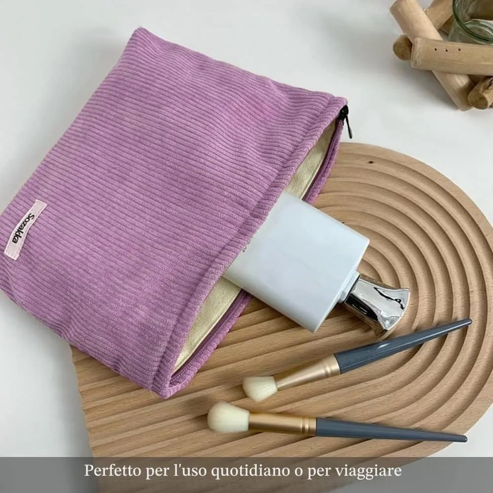 HMCEY Pochette in Tela per Cosmetici e Trucchi con Cerniera - Rosa Brillante - immagine 5