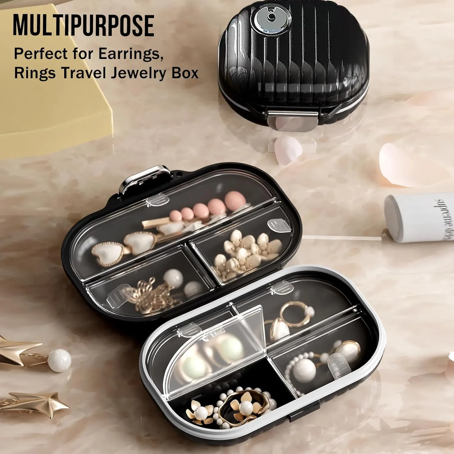 Ptyism Pillulier Portable Voyage Set (Grand + Petit) - Boite Médicaments 7 Compartiments - immagine 4
