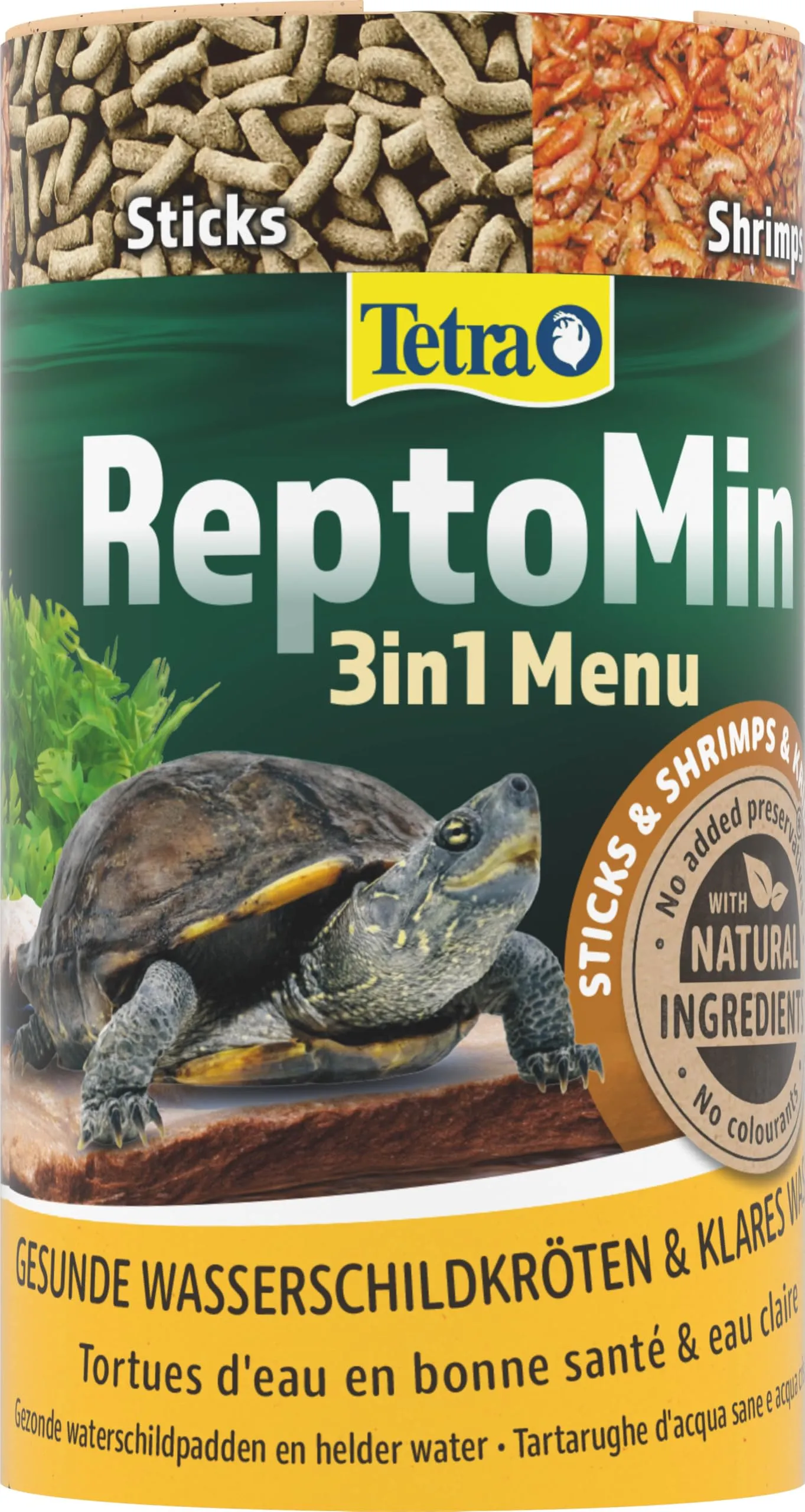 Tetra ReptoMin Menu Turtle Food 3 in 1 with Sticks, Krill and Shrimp, 250 ml - immagine 1