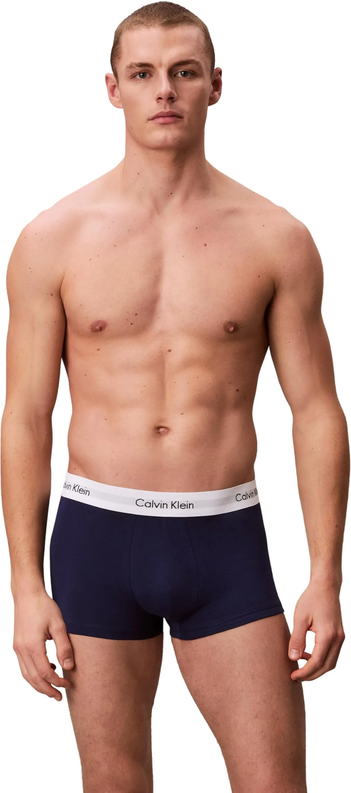 Calvin Klein Uomo Pantaloncini Boxer Vita Bassa, Confezione da 3, Multicolore (White/Red Ginger/Pyro Blue), XL - immagine 3