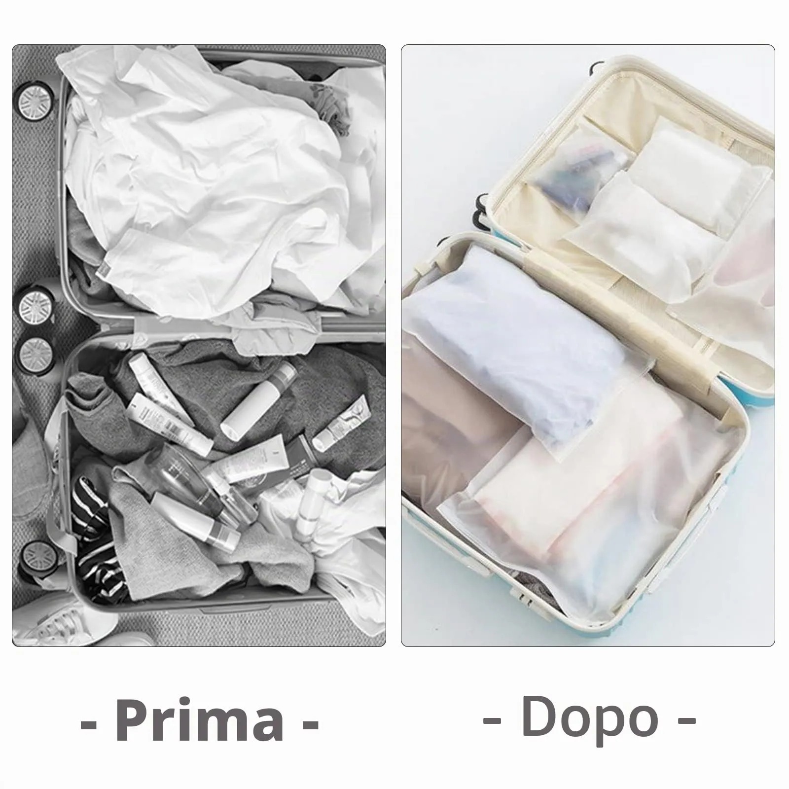 Carehabi Sacchetti da Viaggio per Valigia con Zip, 25 Pezzi, 5 Taglie - immagine 4