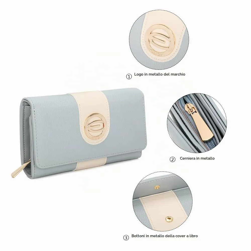 ELIOX Portafoglio Donna in Pelle PU (Azzurro) - immagine 5