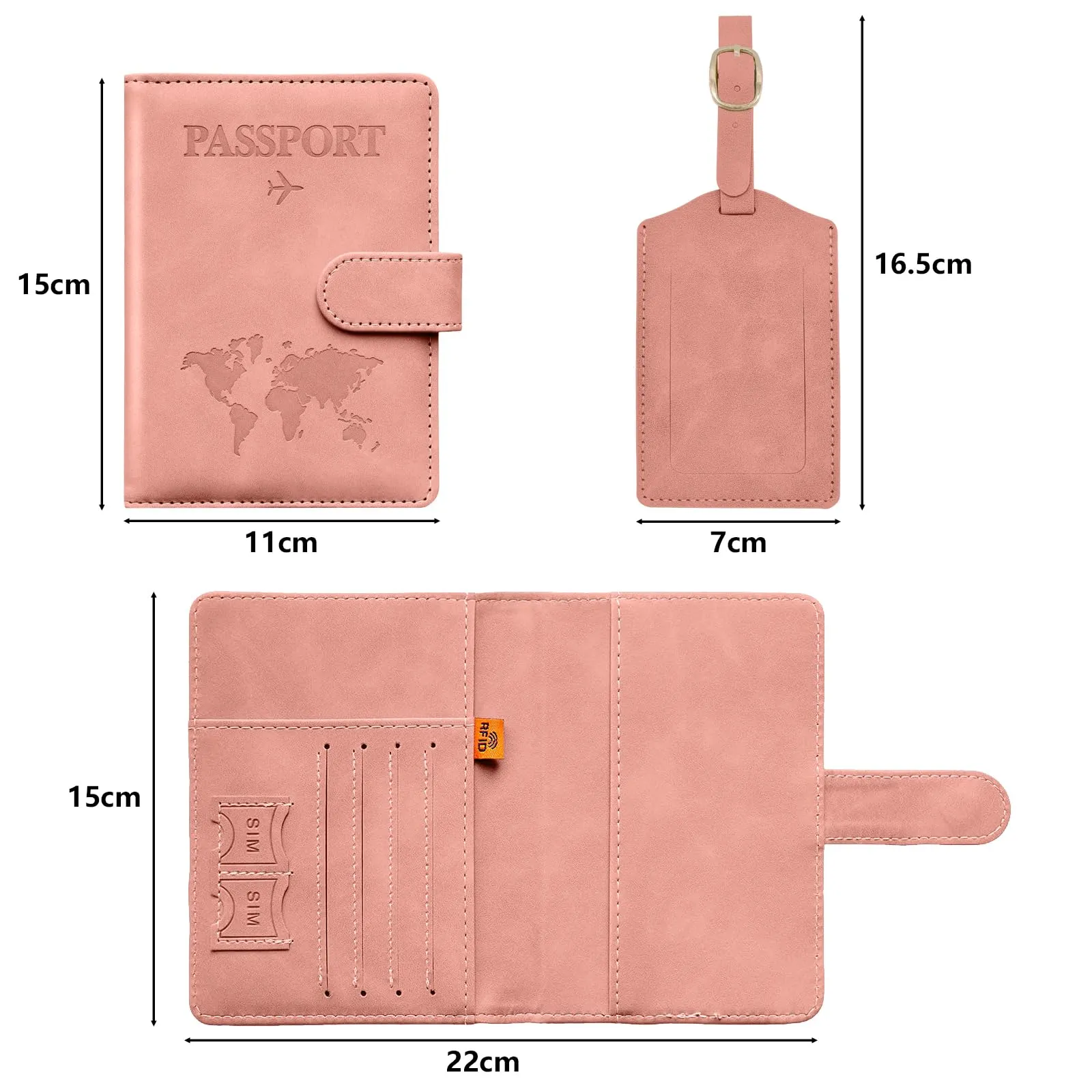 Toctax Porta Passaporto e Etichetta per Valigie RFID, Rosa - immagine 5