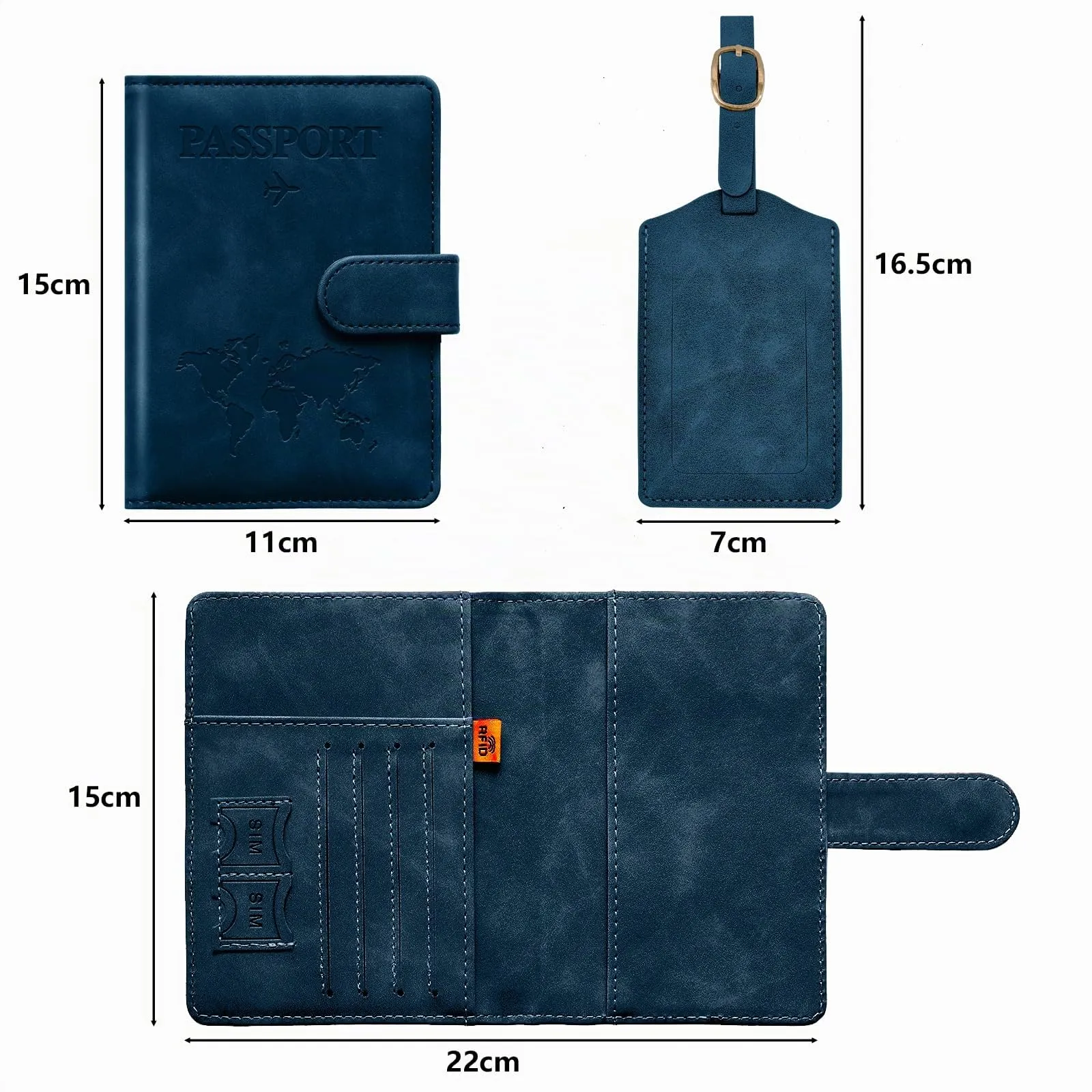 Toctax Porta Passaporto RFID ed Etichette per Valigie, Blu Scuro - immagine 5