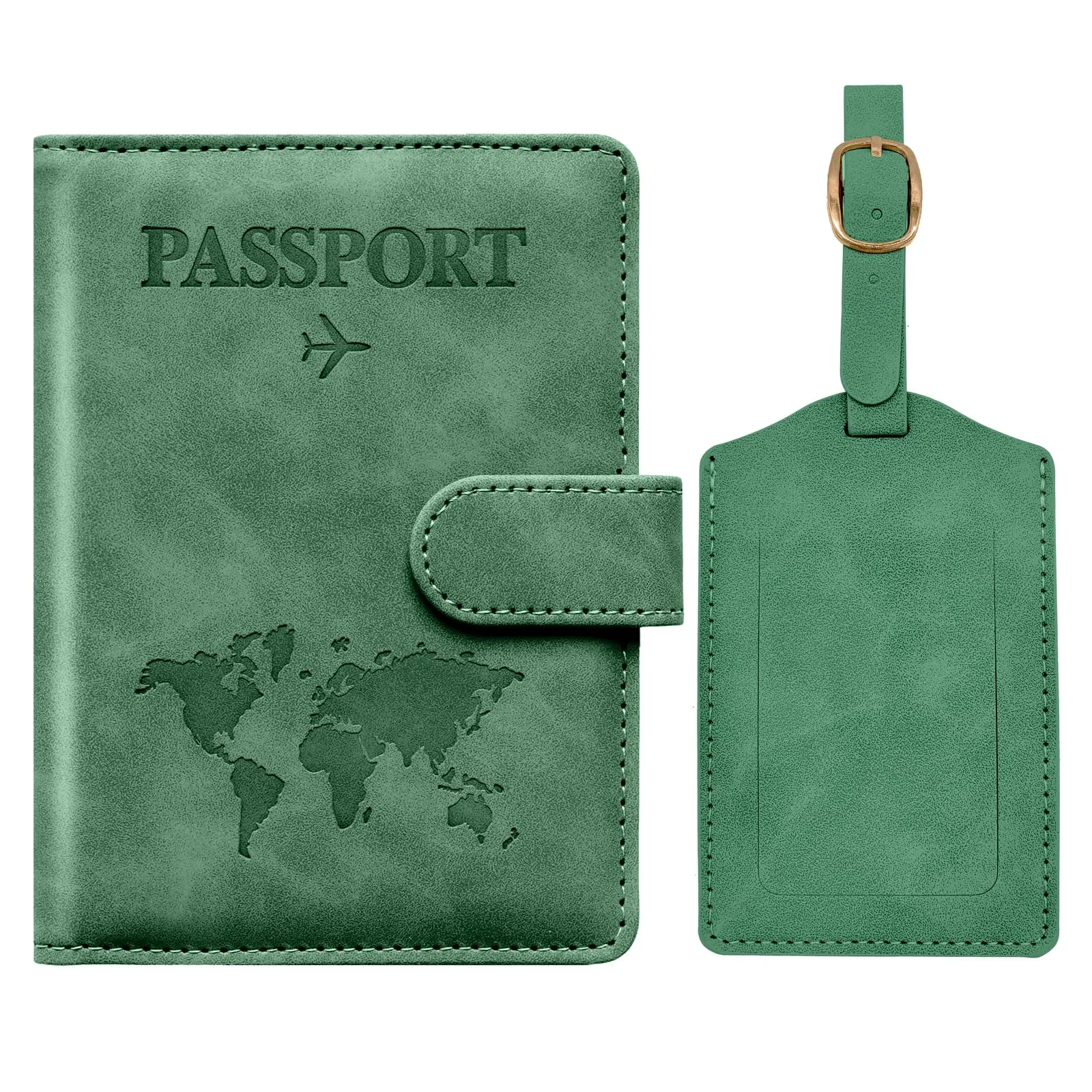 Toctax Porta Passaporto RFID con Etichetta per Bagagli, Pelle PU, Verde - immagine 1