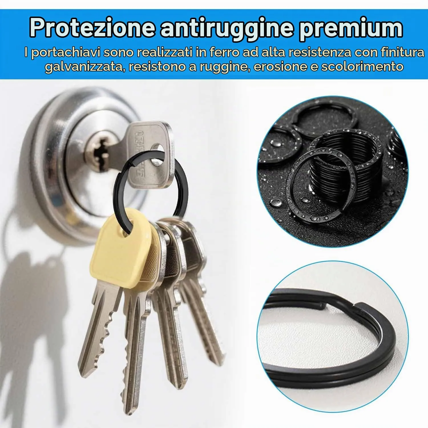 Wugauwor Anelli Portachiavi in Metallo Nero Antiruggine, 30mm, 50 Pezzi - immagine 4