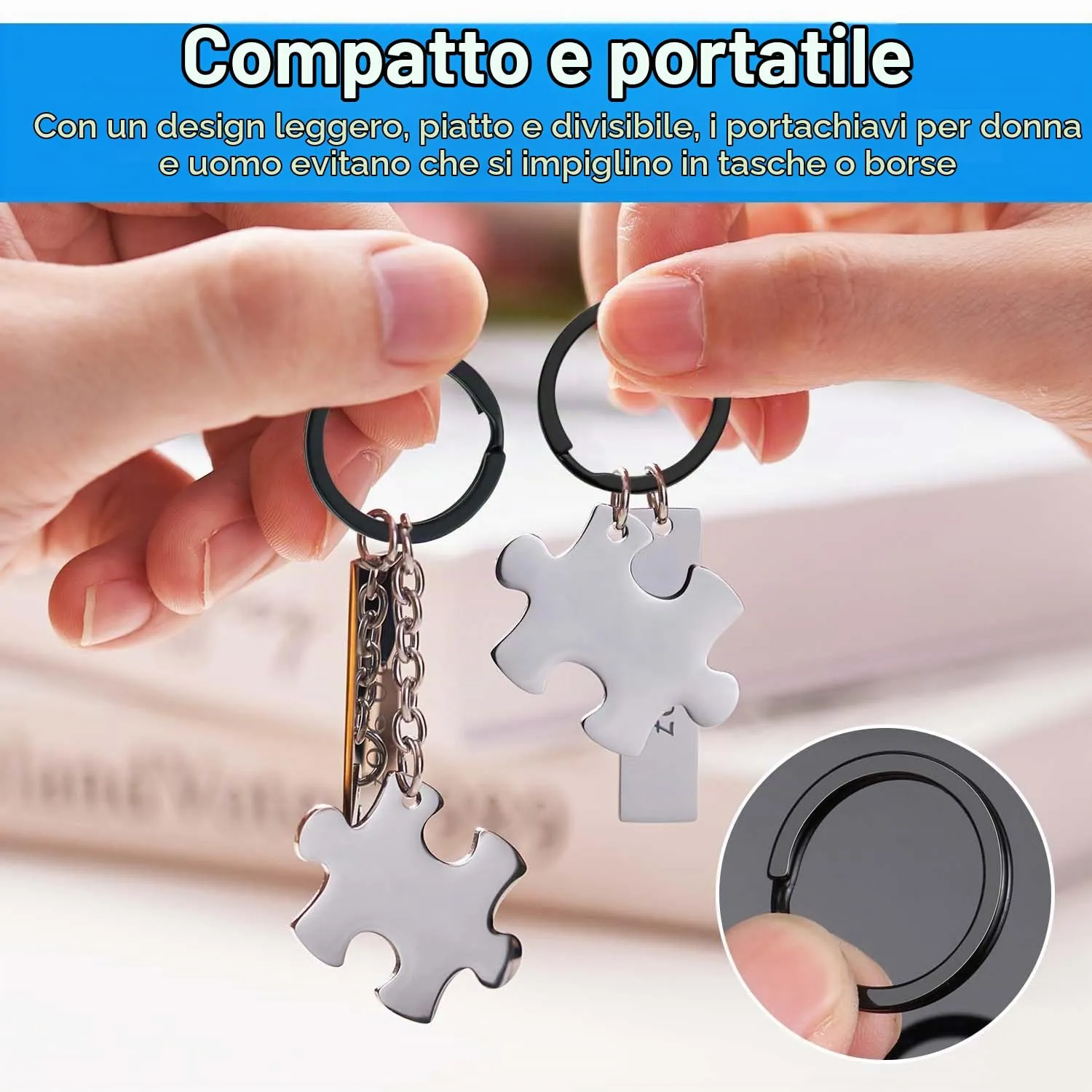 Wugauwor Anelli Portachiavi in Metallo Nero Antiruggine, 30mm, 50 Pezzi - immagine 5