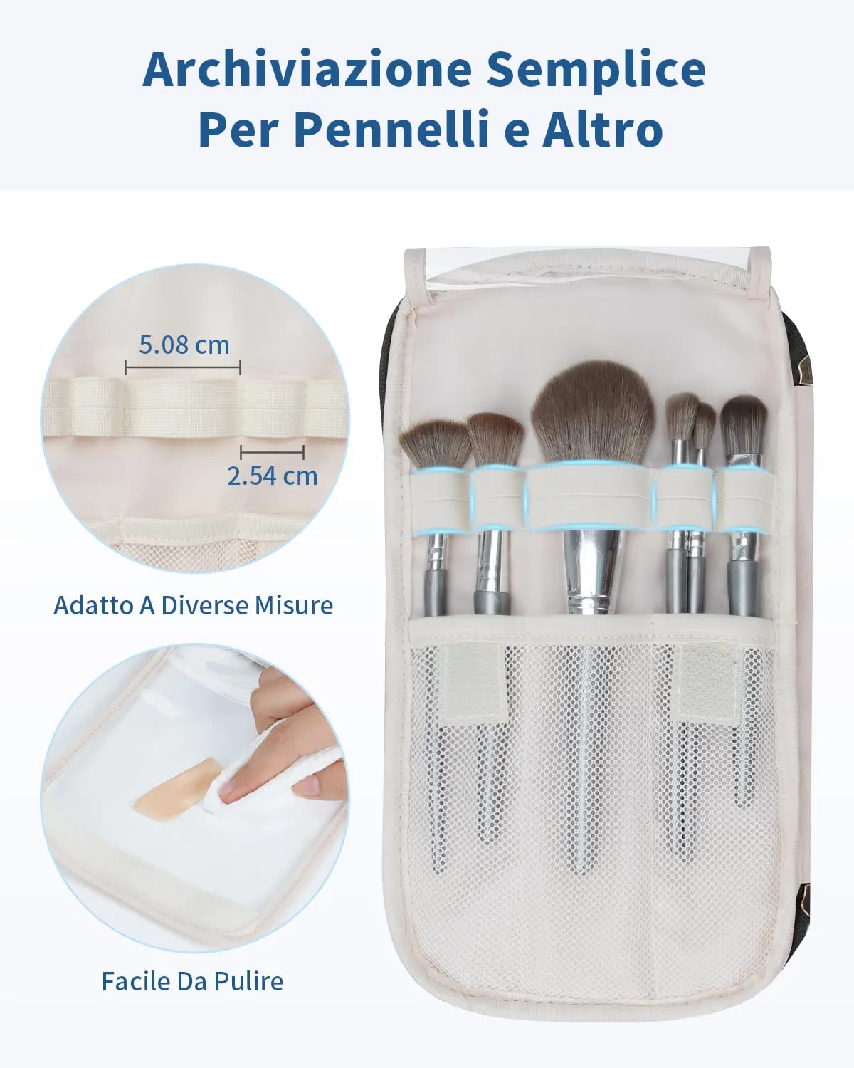 WANDF Beauty Case da Viaggio Donna, Trousse Trucco a Larga Apertura, Organizer per Cosmetici e Toiletries, Nero - immagine 4