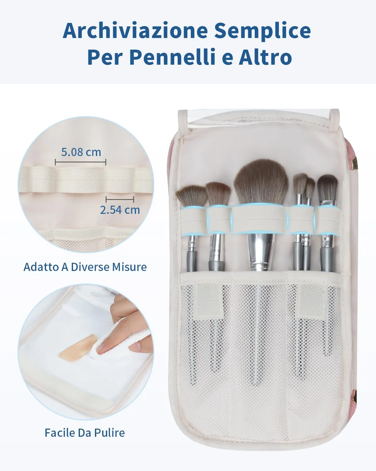 WANDF Beauty Case da Viaggio Donna, Trousse Trucco a Larga Apertura con Maniglia e Organizer per Cosmetici, Rosa - immagine 4