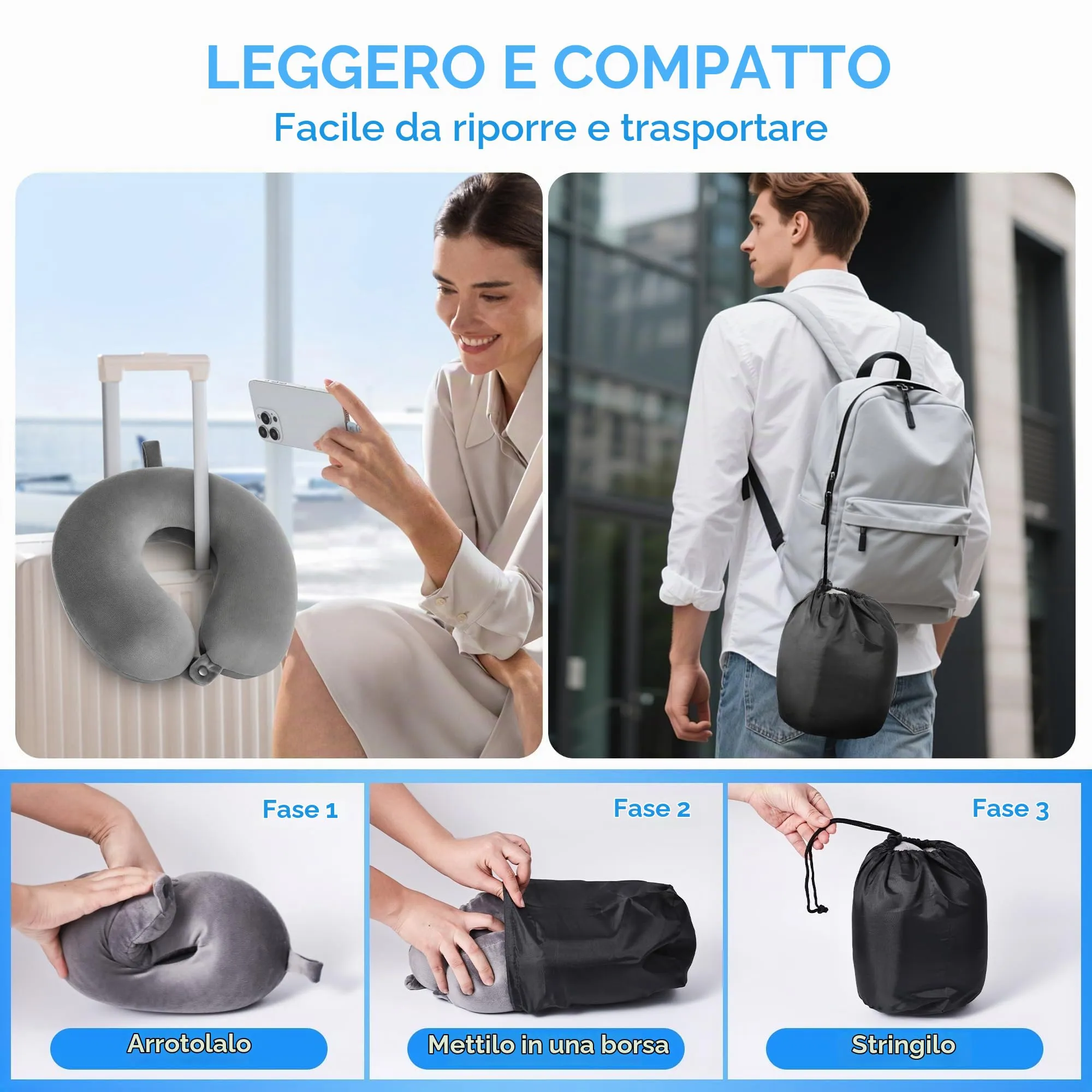 Leseed Cuscino da Viaggio in Memory Foam - immagine 5