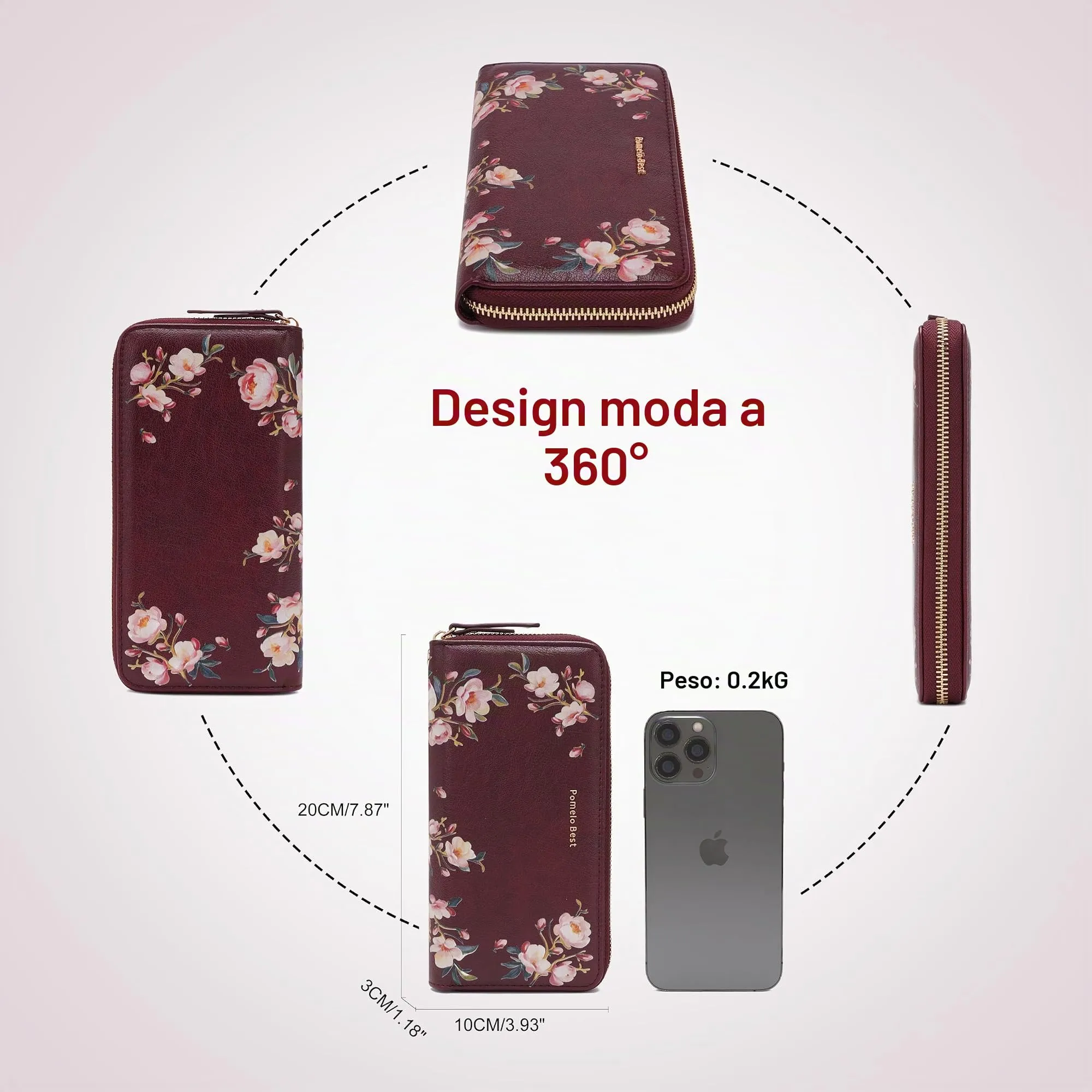 Pomelo Best Portafoglio in Pelle Donna con Stampato Magnolia RFID - immagine 6