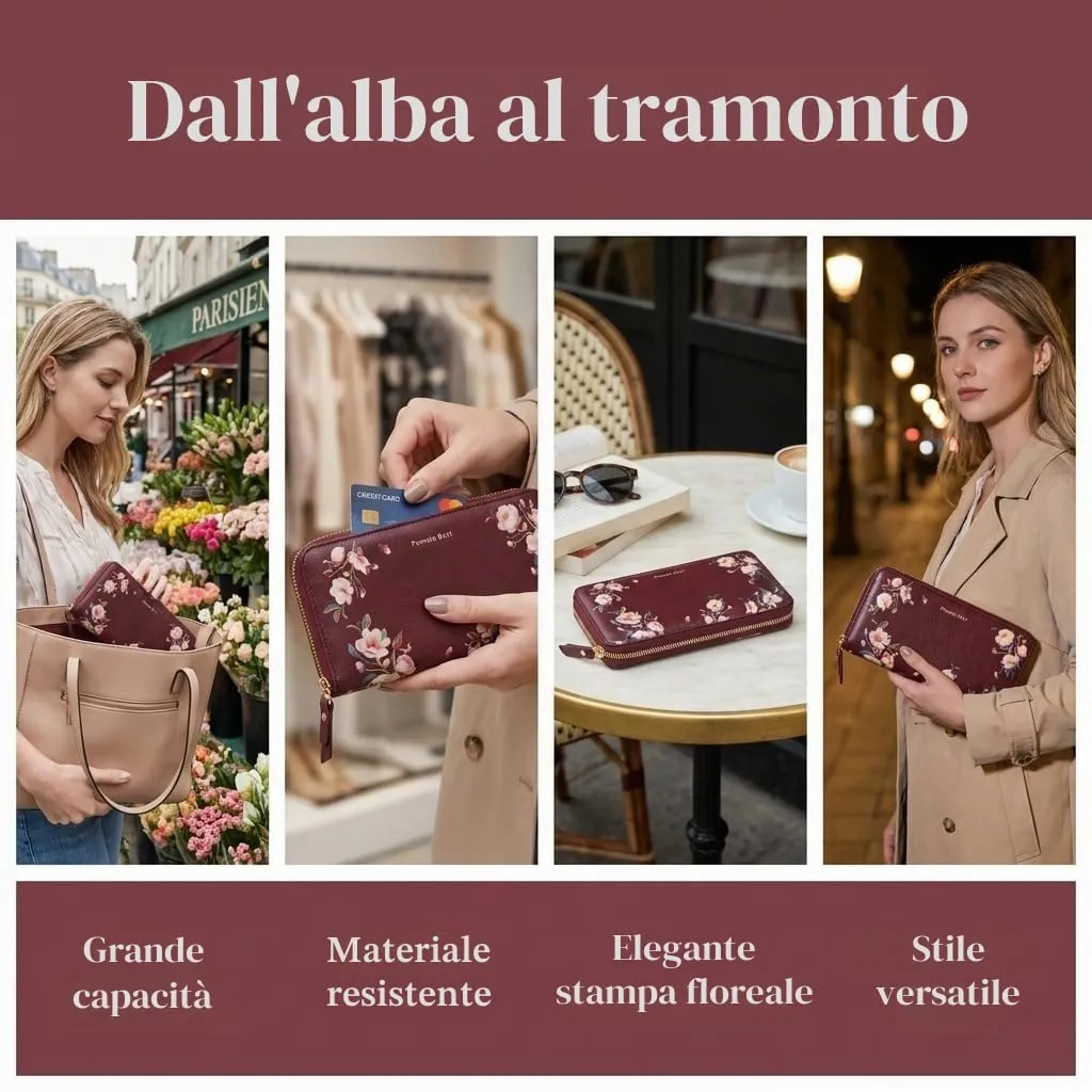 Pomelo Best Portafoglio in Pelle Donna con Stampato Magnolia RFID - immagine 7