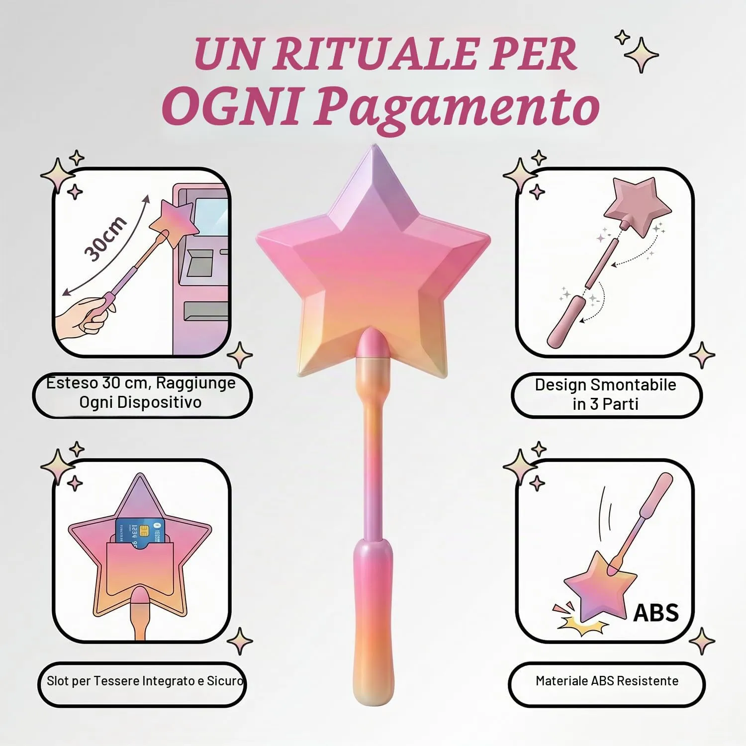 OIXEYA Bacchetta Magica Porta Carta di Credito 30cm con Stampa 3D - immagine 7