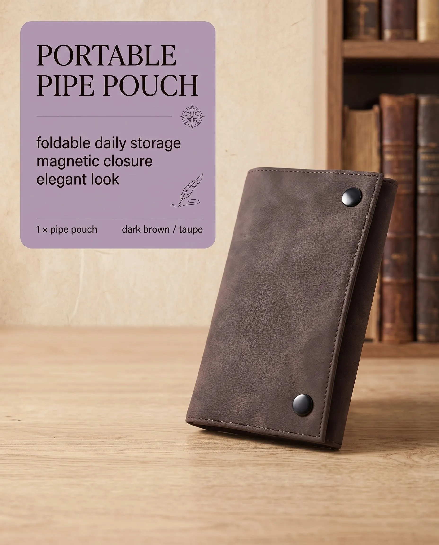 DLPRK Porta Tabacco in Pelle con Chiusura Magnetica, Marrone Scuro - immagine 2