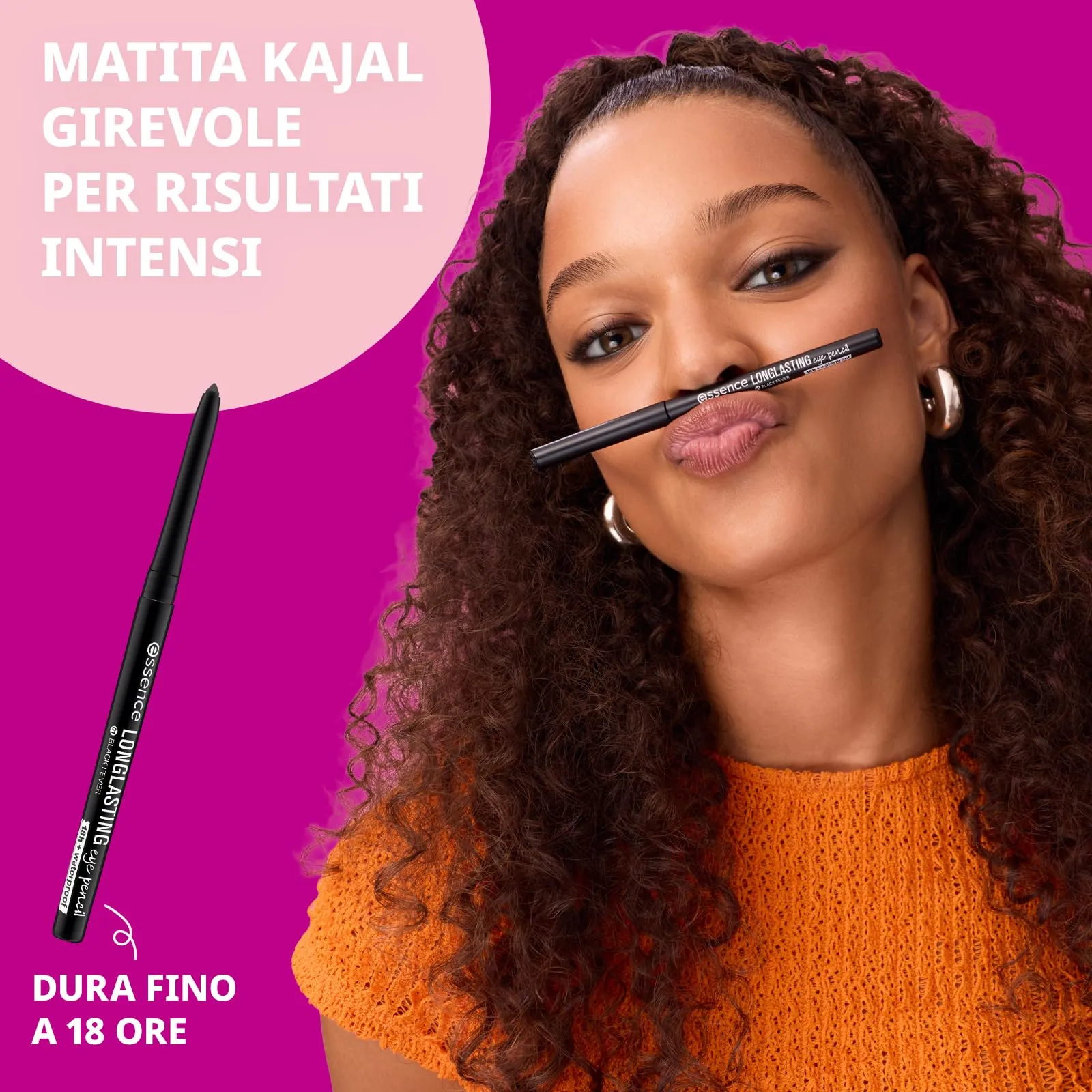 Essence Longlasting Matita Occhi, 0.28 g, Nero (01 Black Fever) - immagine 2