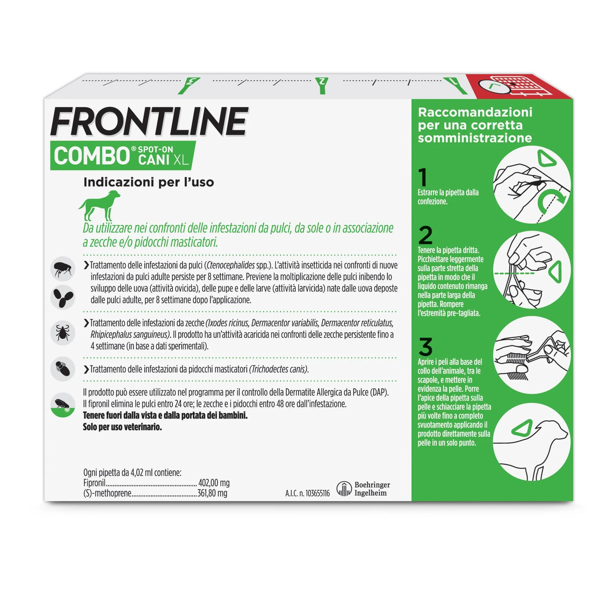 Frontline Combo Antiparassitario per Cani Taglia XL (oltre 40 Kg), 3 Pipette - immagine 2