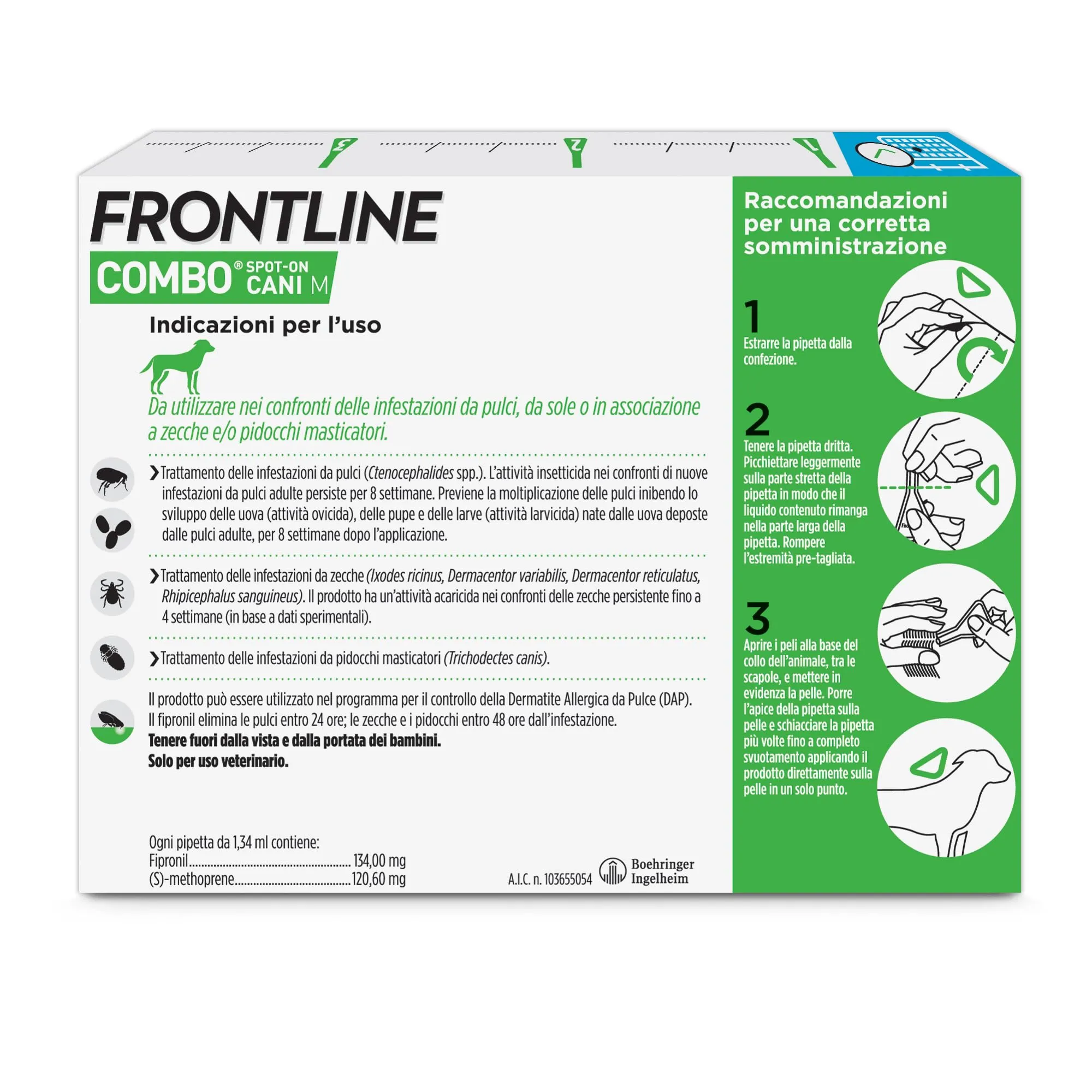 Frontline Combo Cani Antiparassitario Contro Pulci e Zecche (10-20kg), 3 Pipette - immagine 2