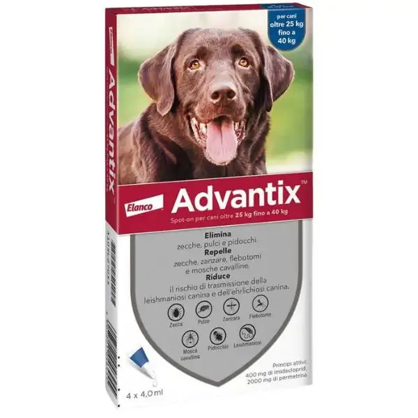 Advantix Spot-on Antiparassitario per Cani 25-40 kg, 4 pipette da 4 ml - immagine 1