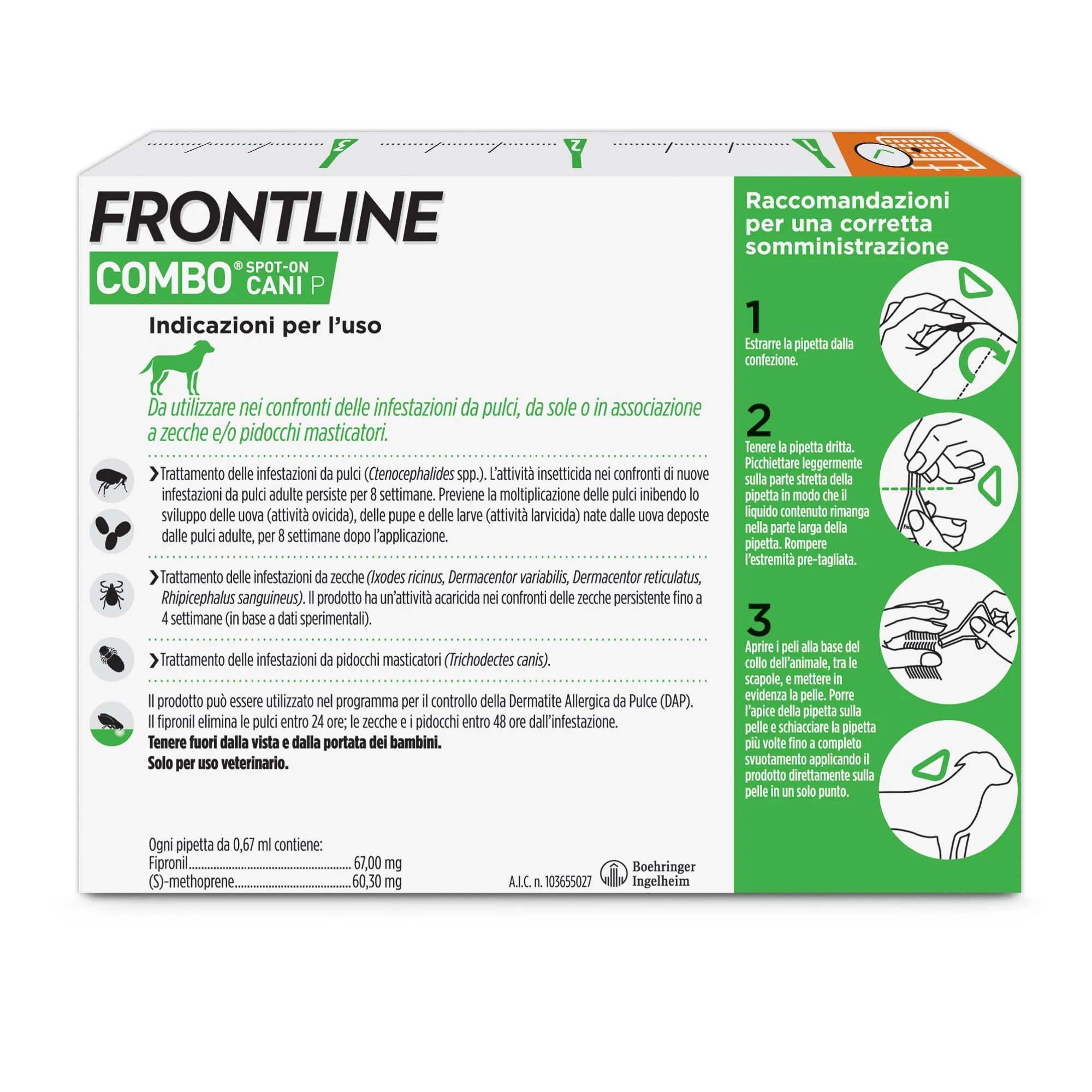 Frontline Combo Cani Antiparassitario Contro Pulci e Zecche (2-10kg), 3 Pipette - immagine 2