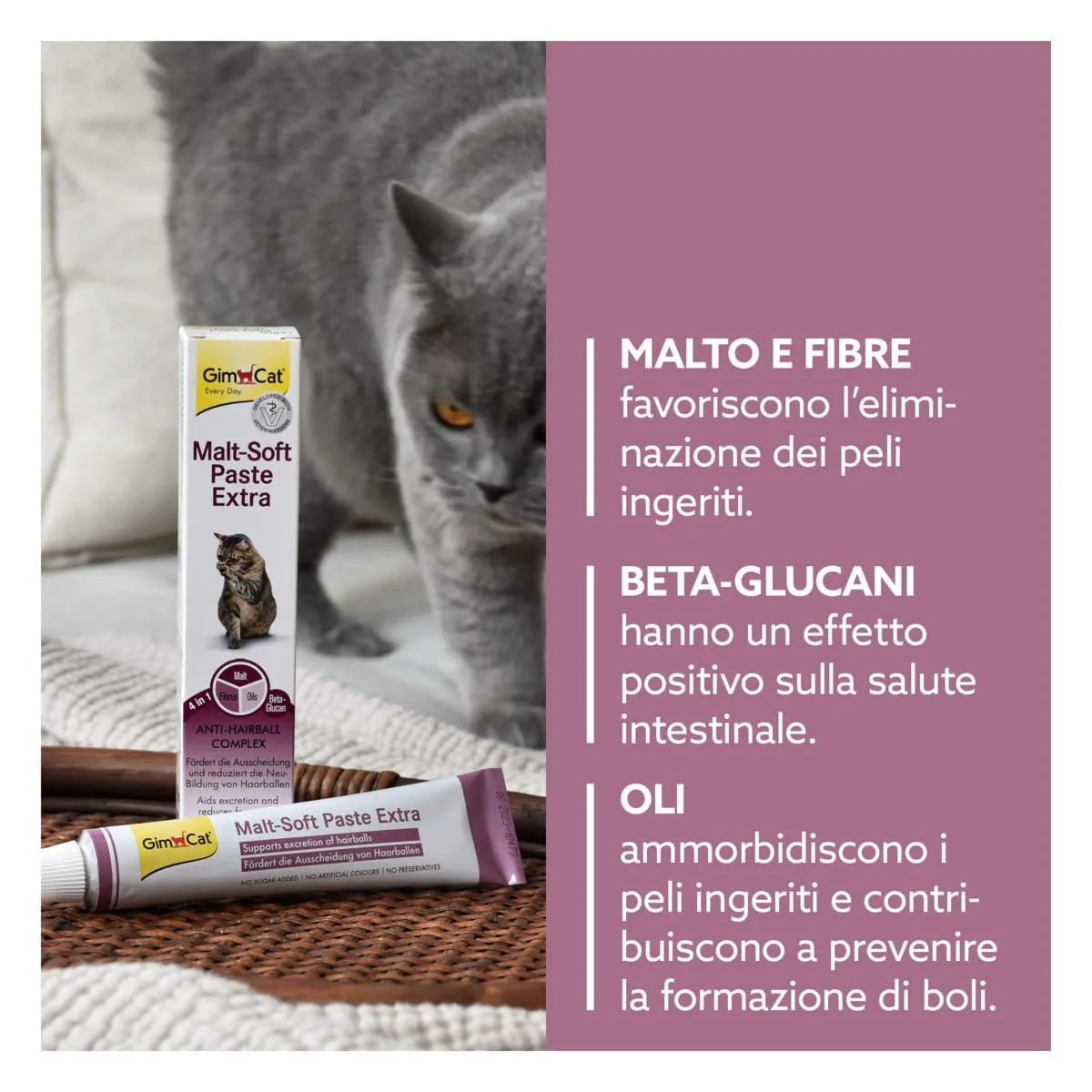 GimCat Malt-Soft Pasta Extra Anti-Hairball Snack for Cats, 100 g - immagine 3