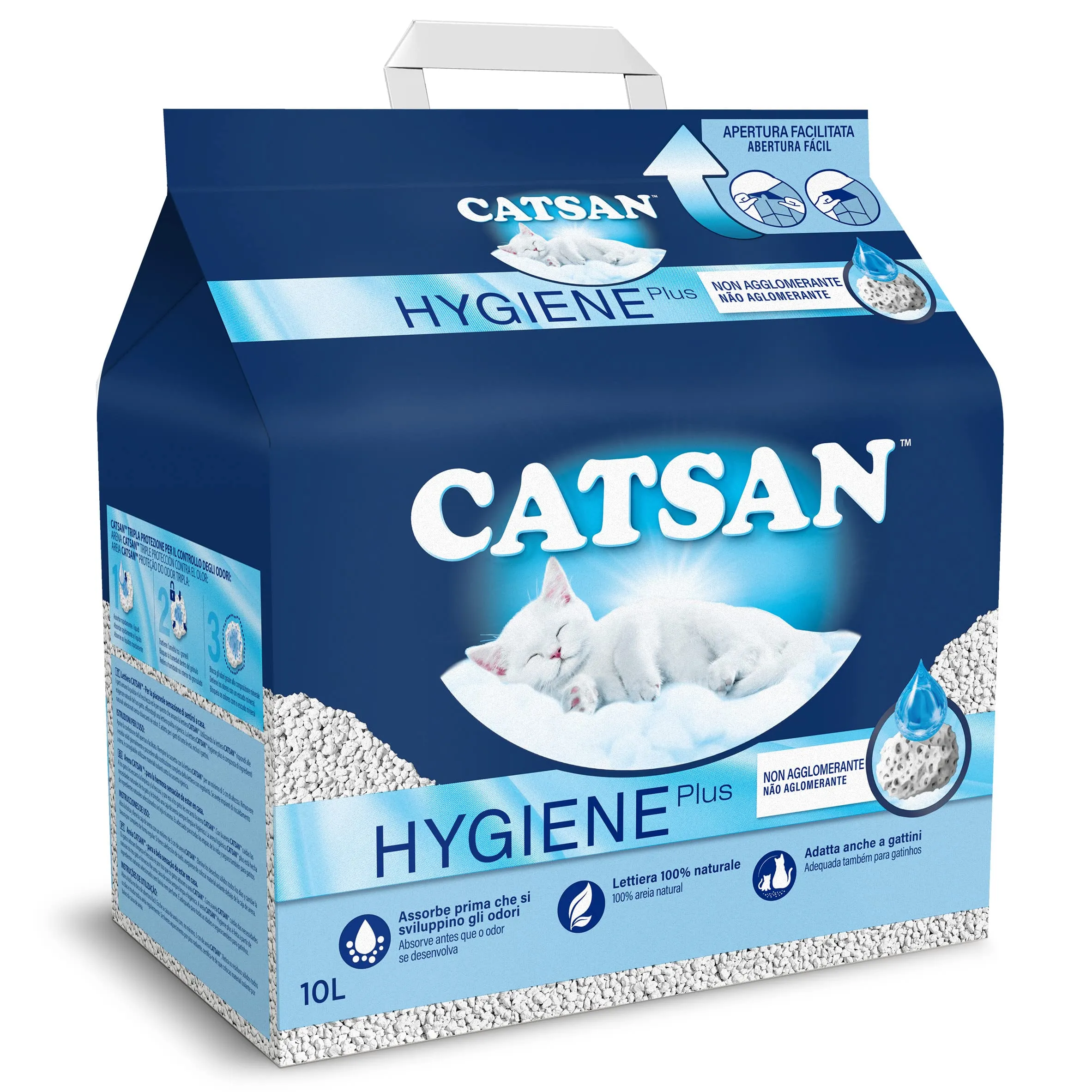 Catsan Hygiene Plus Lettiera Igienica per Gatti, Granuli Non Agglomeranti, 10 L - immagine 1