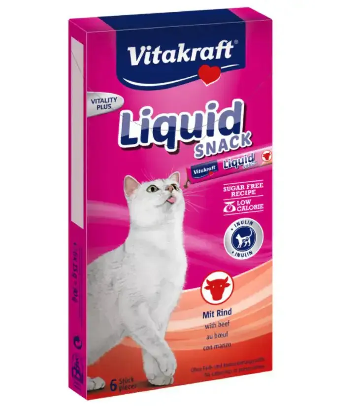 Vitakraft Liquid Snack for Cats with Beef and Catnip, 6 x 15g - immagine 1