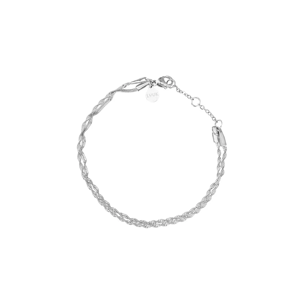 LUUK LIFESTYLE Braccialetto a catena con corda doppia in acciaio inossidabile, regolabile, argento - immagine 1
