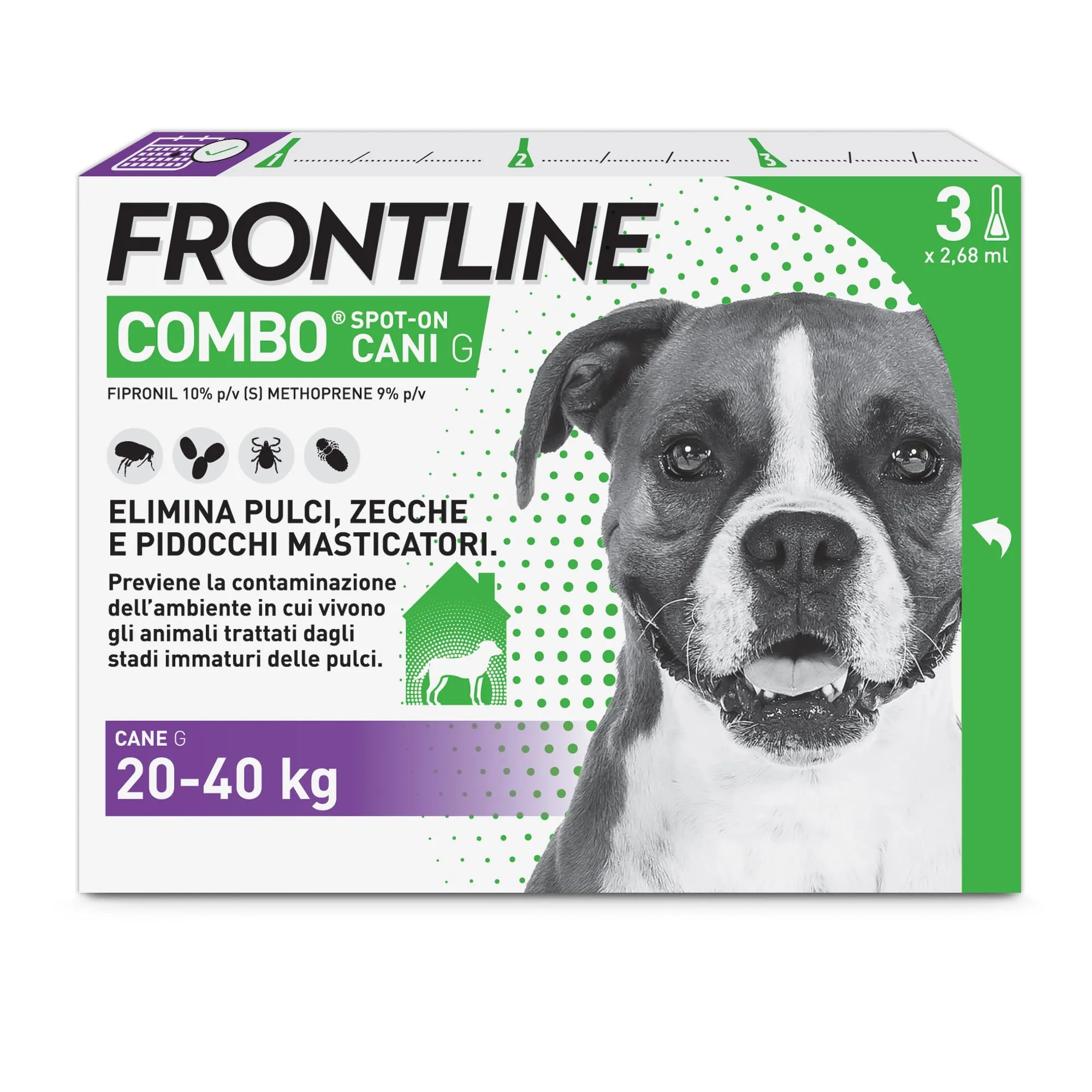 Frontline Combo Cani Antiparassitario Contro Pulci e Zecche (20-40kg), 3 Pipette - immagine 1