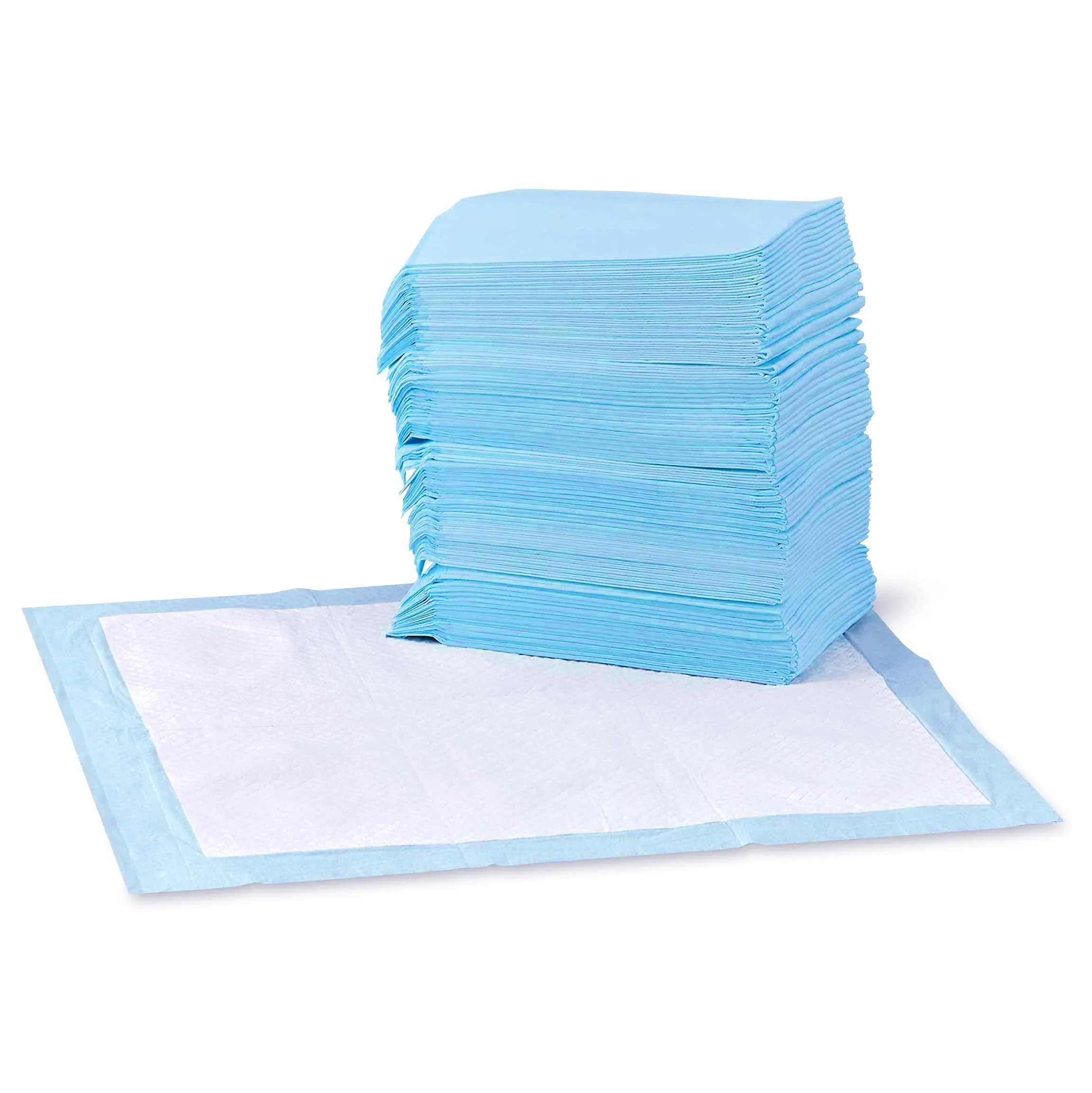 Amazon Basics Tappetini per l'addestramento di Cani e Cuccioli, 5 Strati, Dimensione Standard, Confezione da 100, Blu/Bianco - immagine 1