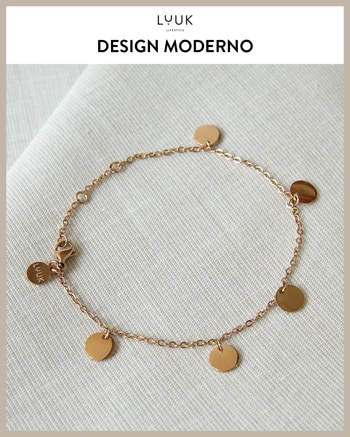 LUUK LIFESTYLE Set di Collana e Bracciale in Acciaio Inossidabile, Rosa - immagine 3