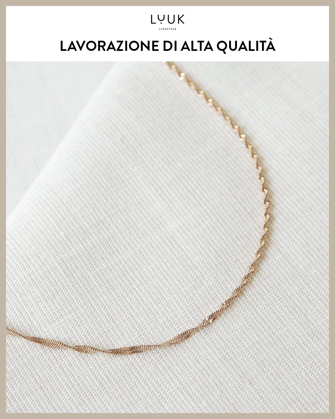 LUUK LIFESTYLE Set di gioielli con collana e bracciale, motivo corda doppia, rosa - immagine 2