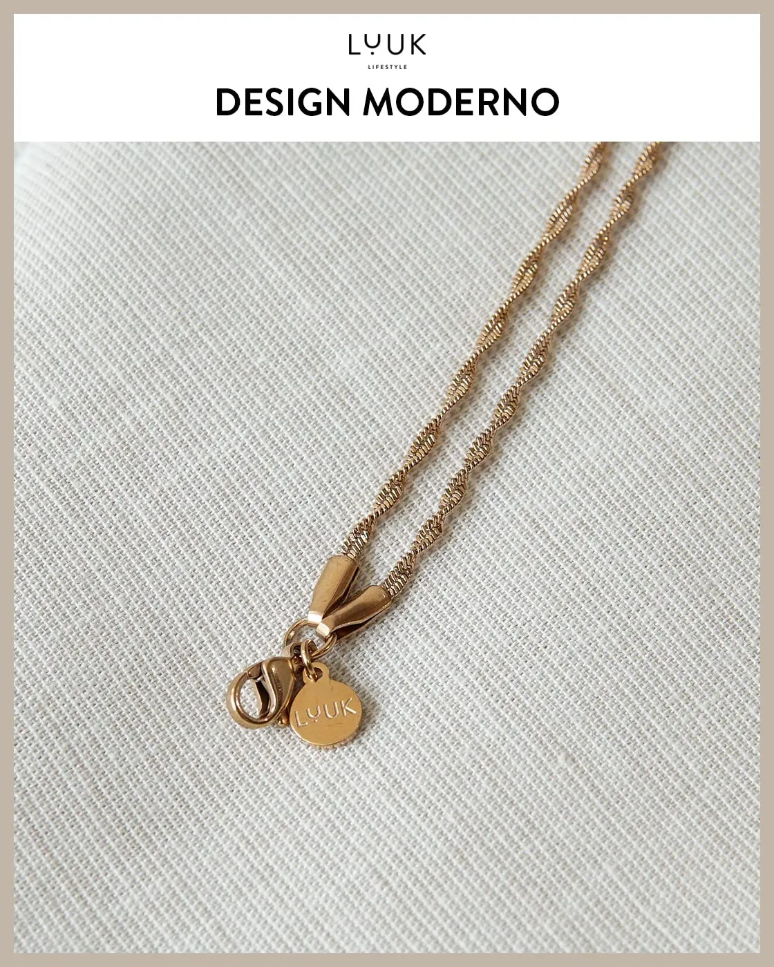 LUUK LIFESTYLE Set di gioielli con collana e bracciale, motivo corda doppia, rosa - immagine 3