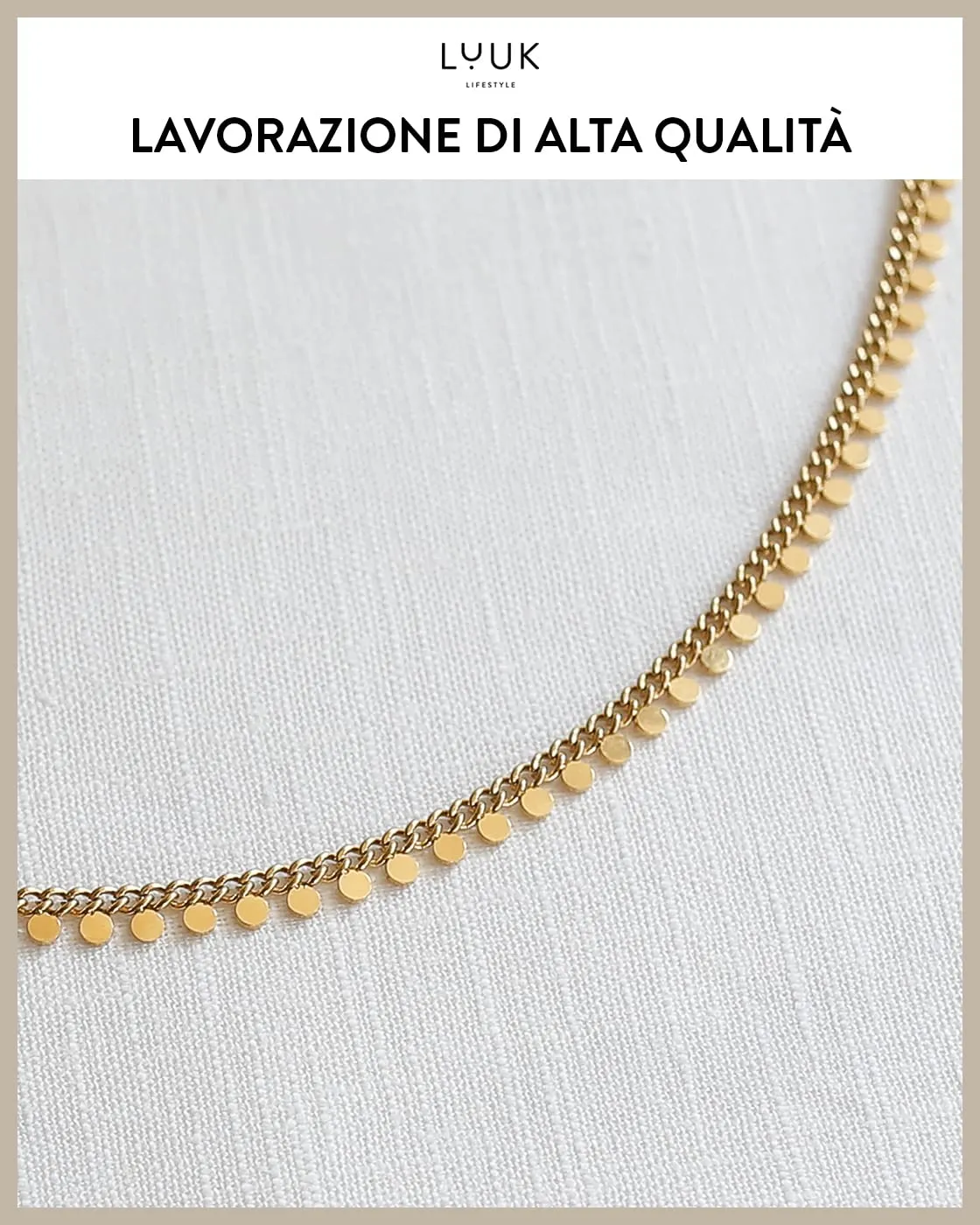 LUUK LIFESTYLE Set di gioielli con collana e bracciale in acciaio inossidabile, ciondoli a monetine, oro - immagine 2