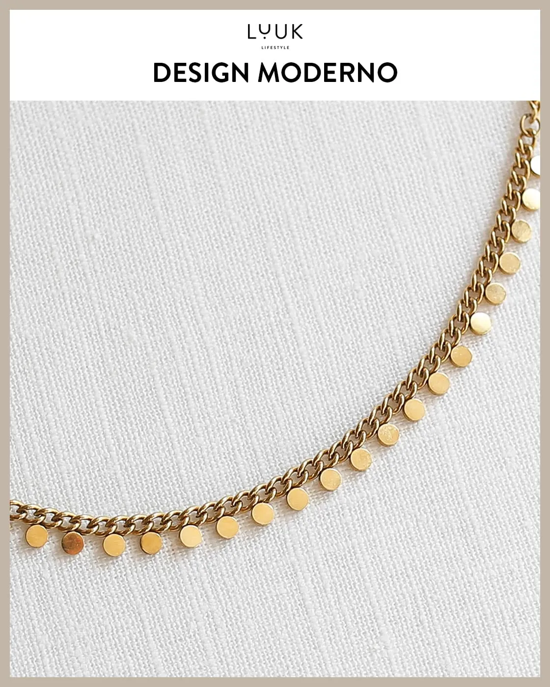 LUUK LIFESTYLE Set di gioielli con collana e bracciale in acciaio inossidabile, ciondoli a monetine, oro - immagine 3
