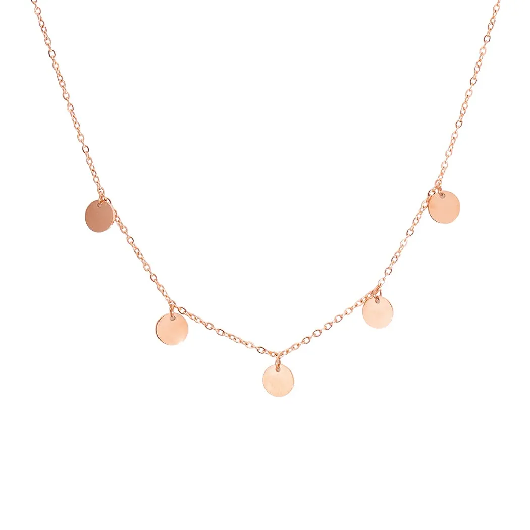 LUUK LIFESTYLE Collana motivo 5 pezzi, Acciaio Inossidabile, 50cm, Rosa - immagine 1