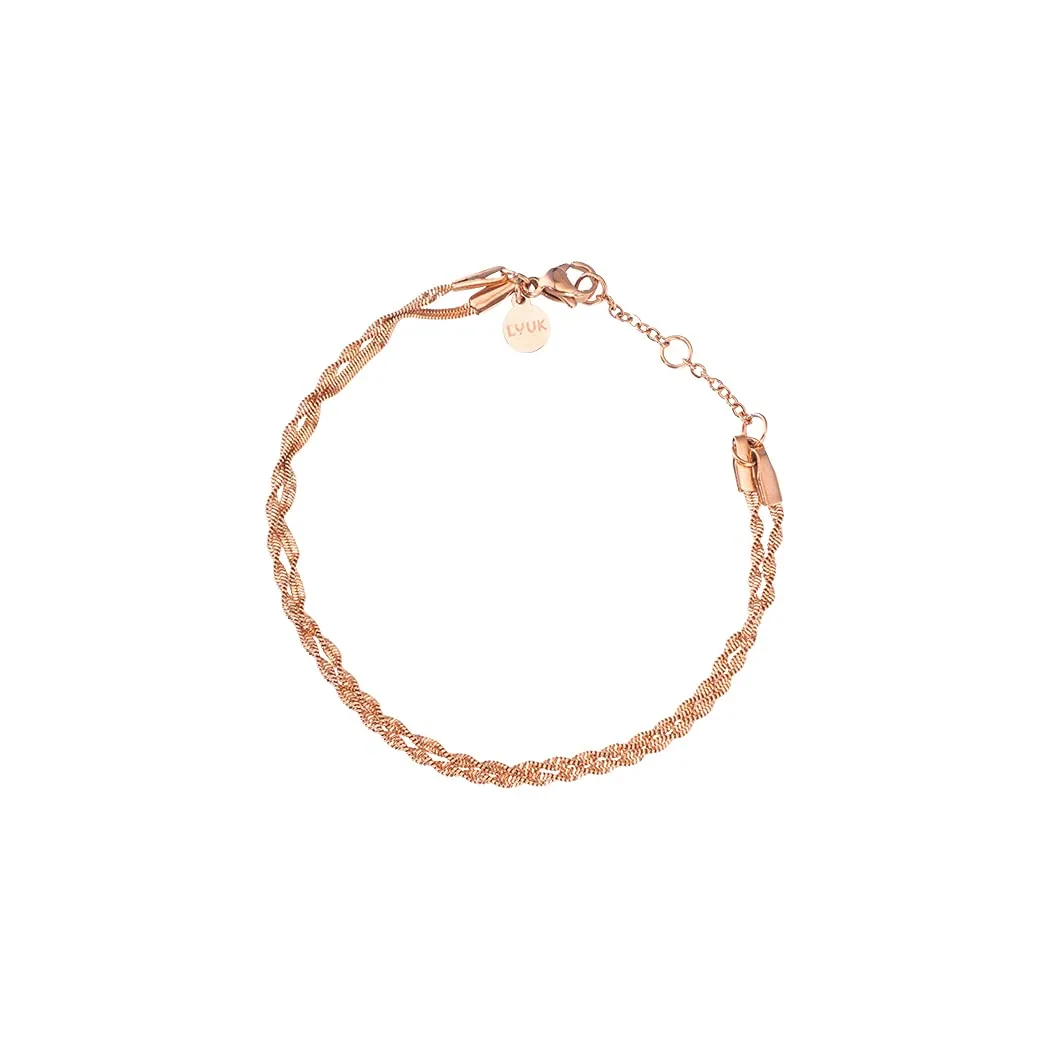 LUUK LIFESTYLE Braccialetti a corda in acciaio inossidabile, rosa - immagine 1