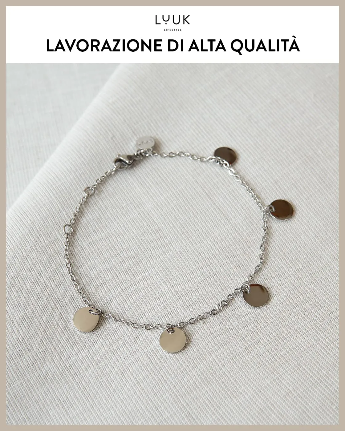 LUUK LIFESTYLE Bracciale in acciaio inossidabile, 5 pezzi, Argento - immagine 2