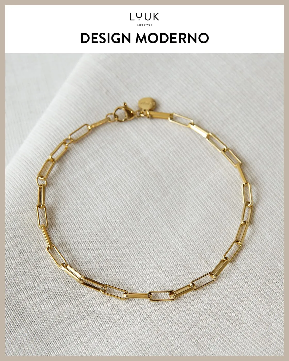 LUUK LIFESTYLE Set di collana e bracciale in acciaio inossidabile, Oro - immagine 3