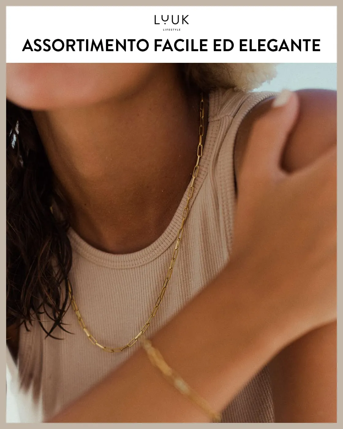 LUUK LIFESTYLE Set di collana e bracciale in acciaio inossidabile, Oro - immagine 5