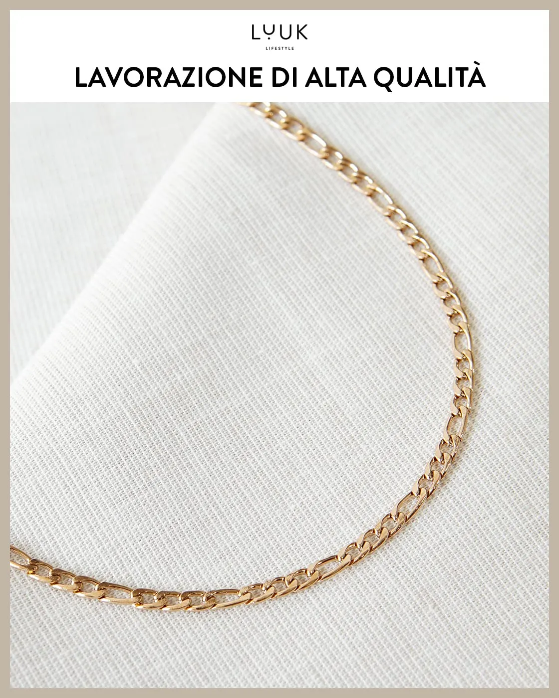 LUUK LIFESTYLE Set Collana e Bracciale Catena Figaro in Acciaio Inossidabile, Rosa - immagine 2