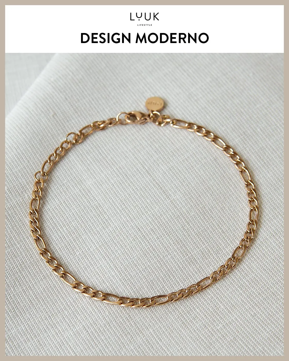LUUK LIFESTYLE Set Collana e Bracciale Catena Figaro in Acciaio Inossidabile, Rosa - immagine 3