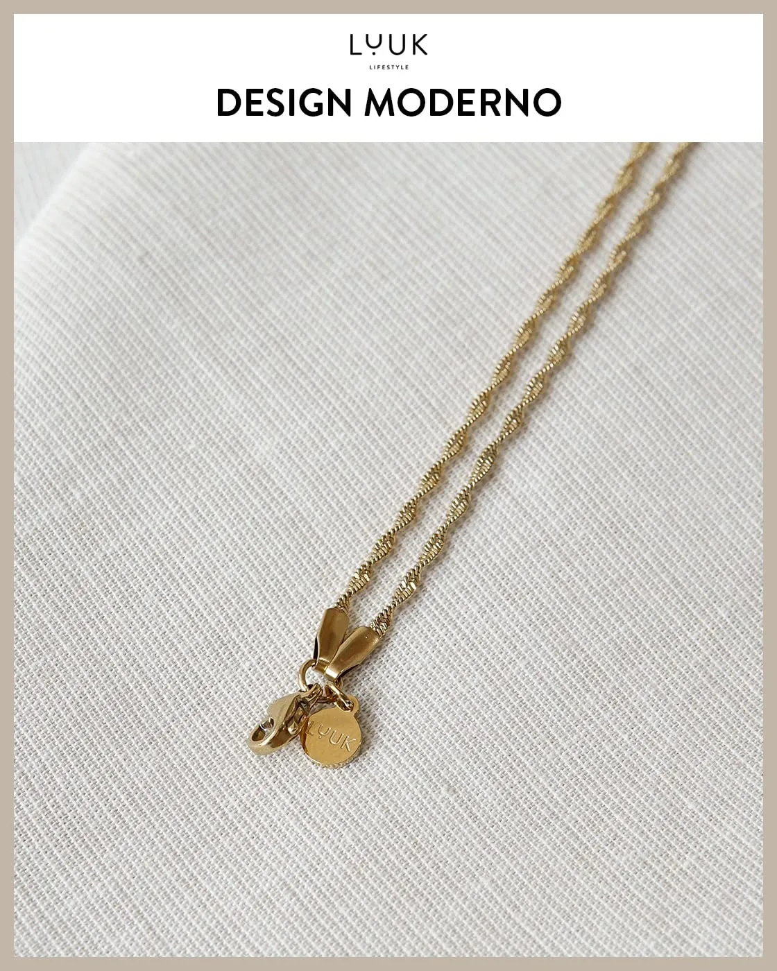 LUUK LIFESTYLE Set di gioielli collana e bracciale corda doppia, acciaio inossidabile, oro - immagine 3