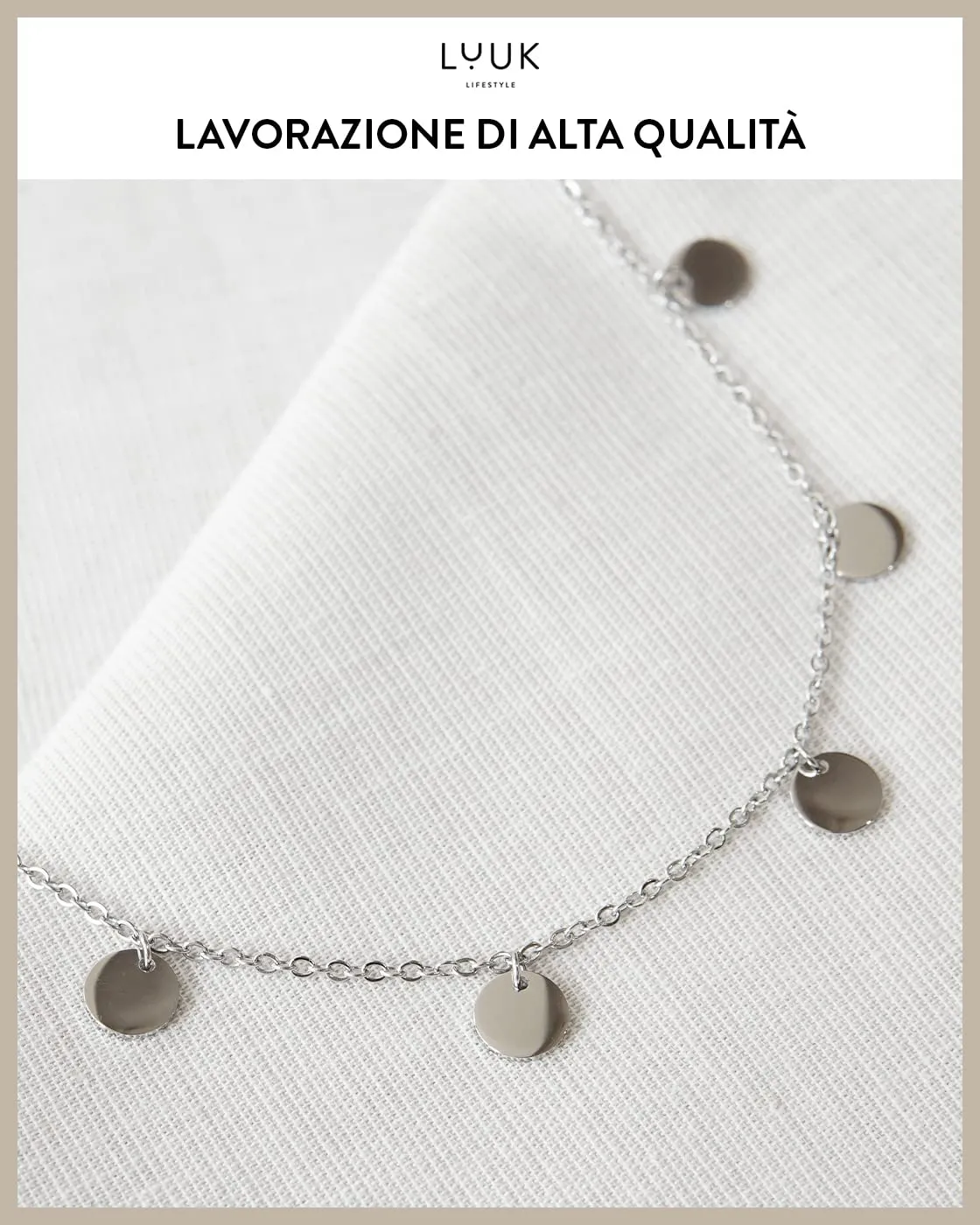 LUUK LIFESTYLE Set di gioielli in acciaio inossidabile 5 pezzi, collana e bracciale, argento - immagine 2